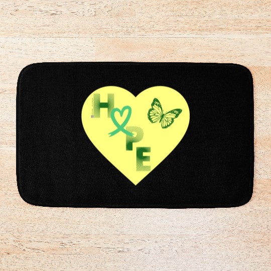 Liver Cancer Hope & Butterfly Yellow/Green Bath Mats