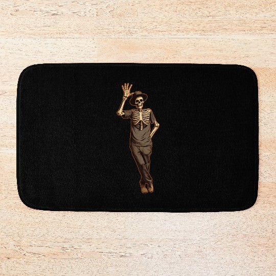 Halloween Skeleton Waving with Hand Bath Mats