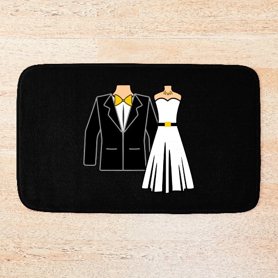 Wedding clothes bride groom Bath Mats
