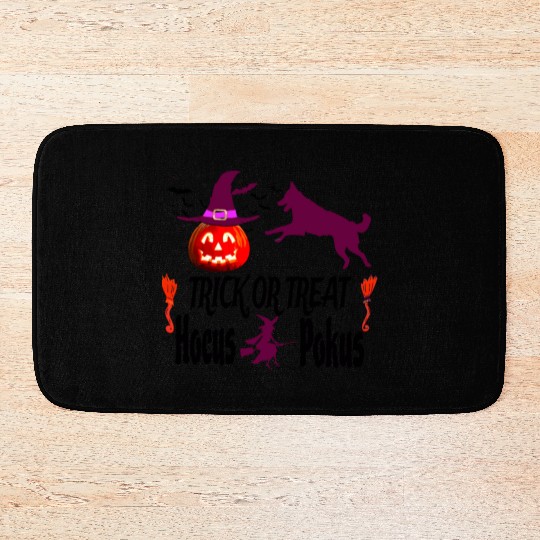 Pumpkin Halloween Trick or Treat Hocus Pocus Dog Bath Mats