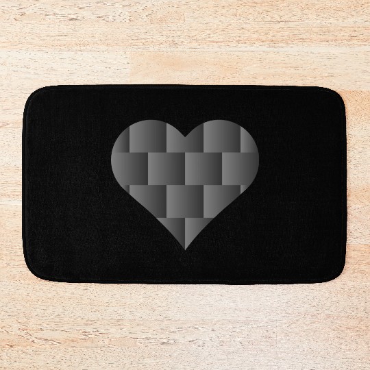 Black Cute Heart Icon Bath Mats