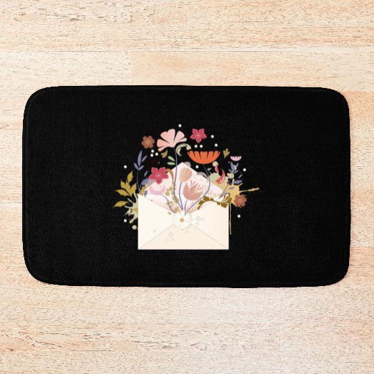 floral envelope with flowers and seal Bath Mats