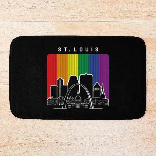 St. Louis Missouri Rainbow Flag LGBTQAI Pride Bath Mats