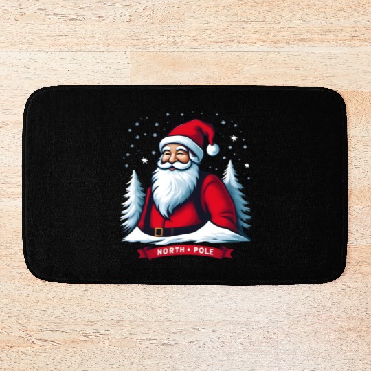 North Pole santa merry christmas Bath Mats