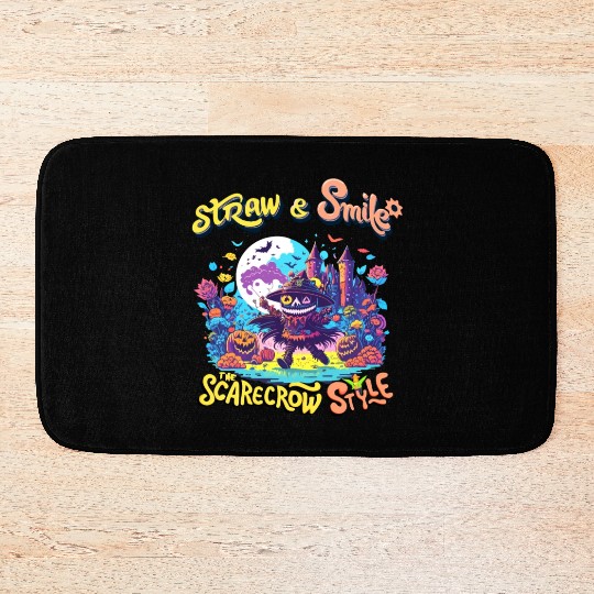 Straw & Smile The Scarecrow Funny Cute Halloween Bath Mats