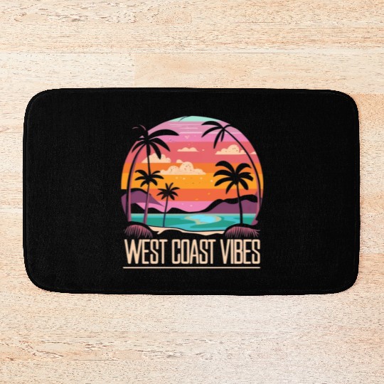 Tranquil beach at sunset West Coast Vibes Bath Mats