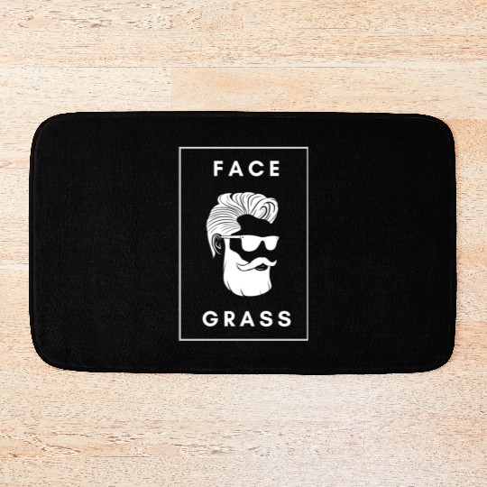 Face Grass, White beard, Black and White Bath Mats