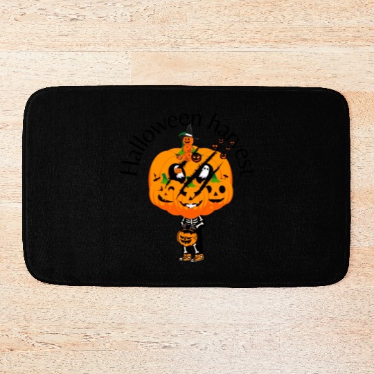 Halloween Harvest Pumpkin Slash Trick or Treater Bath Mats