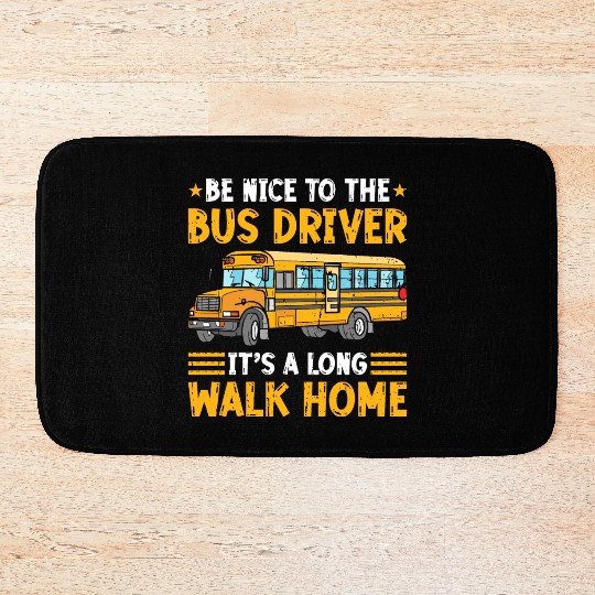 Back To School Funny School Bus Driver Bath Mats