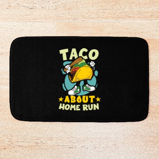 Taco Mexican Food Baseball Card Baseball Player Bath Mats