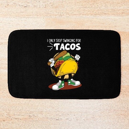 Taco Mexican Food Baseball Card Baseball Player Bath Mats