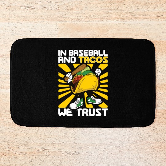 Taco Mexican Food Baseball Card Baseball Player Bath Mats