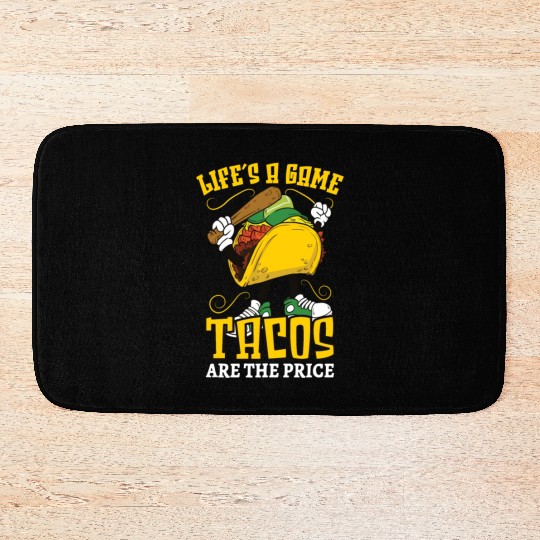Taco Mexican Food Baseball Card Baseball Player Bath Mats