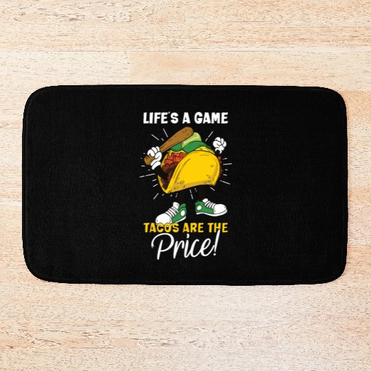 Taco Mexican Food Baseball Card Baseball Player Bath Mats