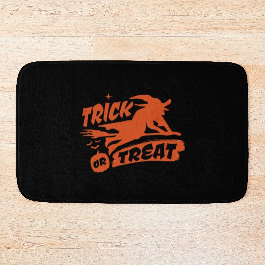 Trick or Treat Orange Witch Halloween Bath Mats