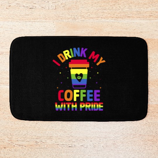 Gay Pride Parade Caffeine LGBTQ Coffee Drinker Bath Mats