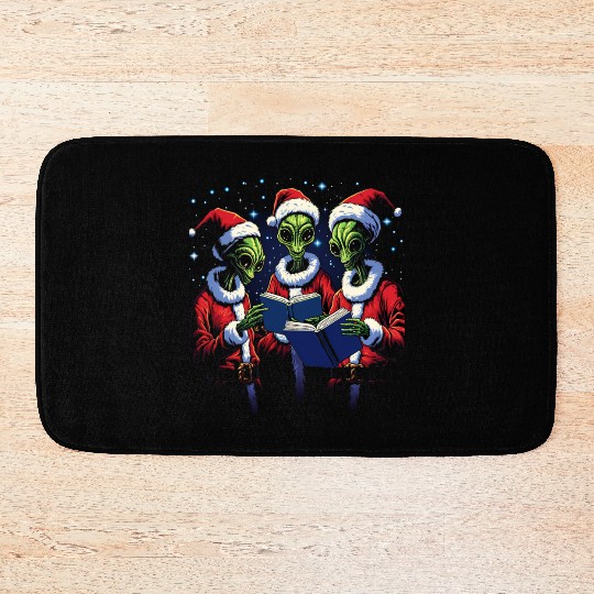 Alien Christmas Carolers Bath Mats