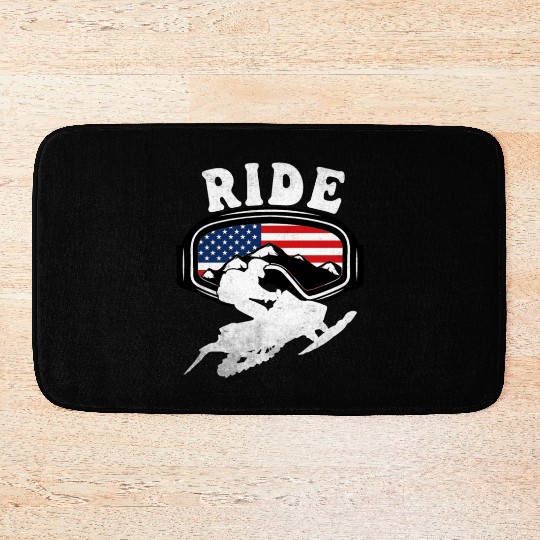 Snowmobile RIDE Snowmobiling Winter Bath Mats