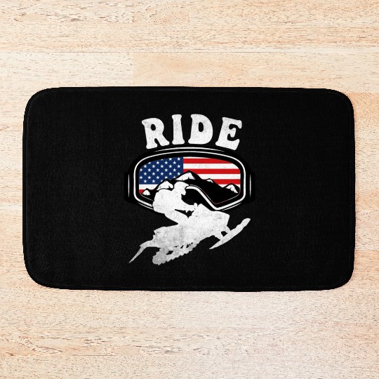 Snowmobile RIDE Snowmobiling Winter Bath Mats