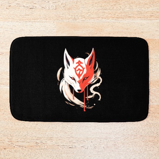 Kitsune Maske Japan Anime Kumiho Fox Samurai Bath Mats