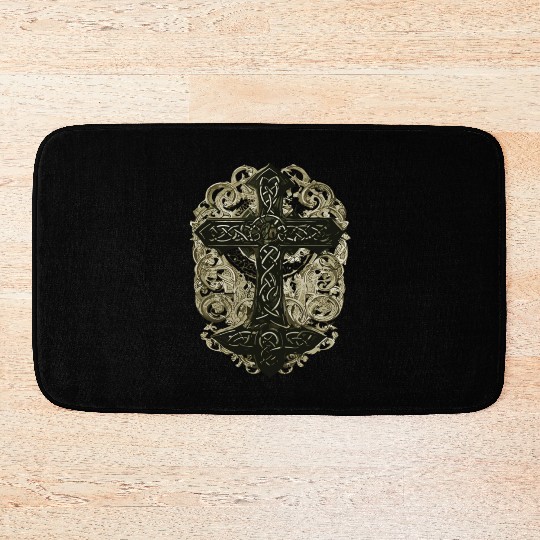tree celtic cross Bath Mats