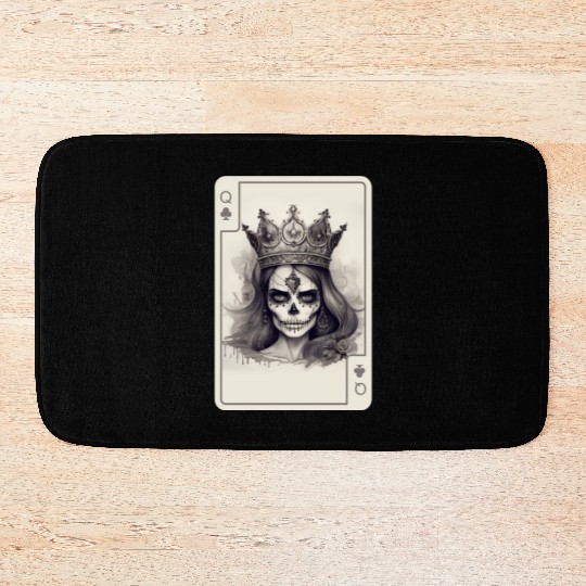 Gothic Poker Card Game Creepy Queens Skull Bath Mats