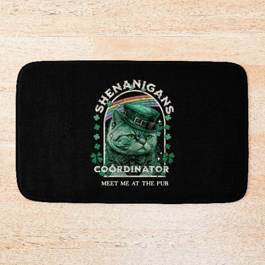 Funny Irish Beer Loving Cat Bath Mats