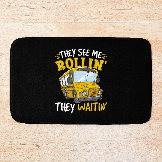 Funny School Bus Driver Bath Mats