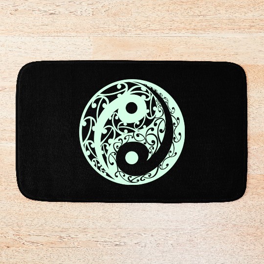 Yin And Yang In A Light Green Colour Bath Mats