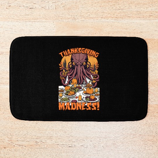 Autumn Feast with Cthulhu - Thanksgiving Madness Bath Mats