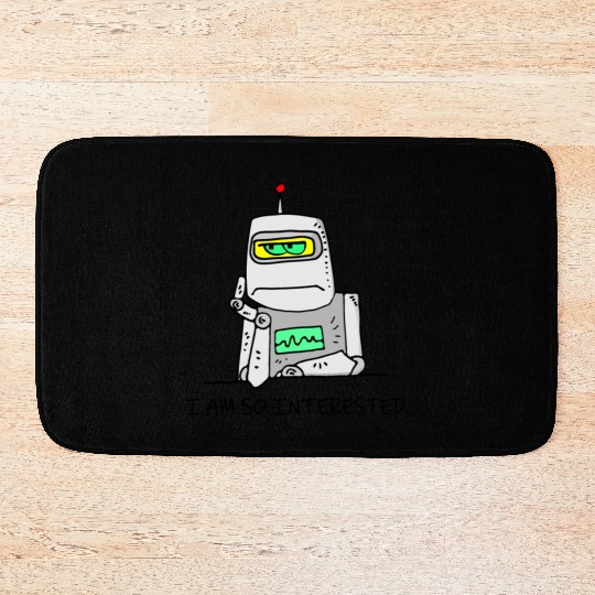 Interested Robot Funny Moody Bored Cartoon Joke Bath Mats