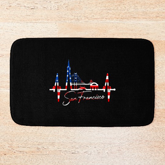 San Francisco Skyline Heartbeat California Lover Bath Mats