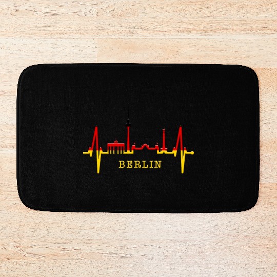 Berlin Skyline Heartbeat Germany Fan I Love Berlin Bath Mats