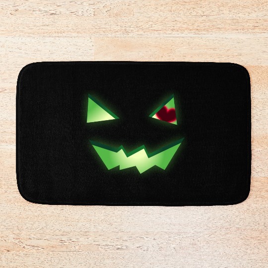 Glowing Green See-Through Jack-O-Lantern w/ Heart Bath Mats