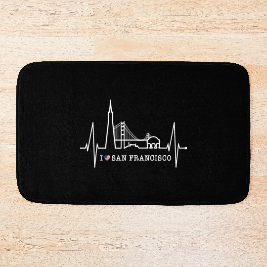 San Francisco Skyline Heartbeat California Lover Bath Mats