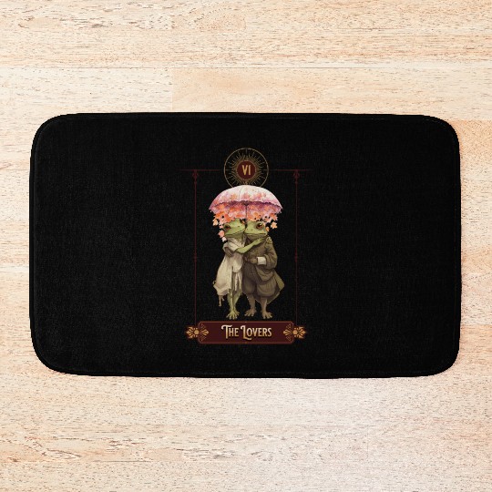 "The Lovers" Frog Tarot Card Bath Mats