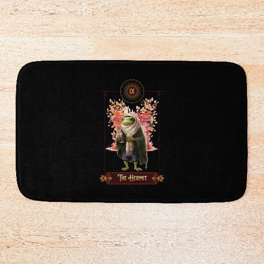 "The Hermit" Frog Tarot Card Bath Mats