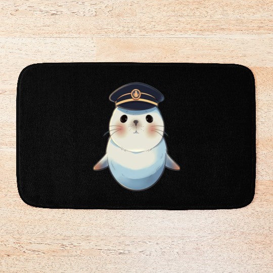 Seal Sailor Cap Boat Captain Cap Boating Seal Bath Mats