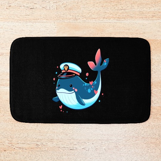 Whale Sailor Cap Boat Captain Cap Boating Whale Bath Mats