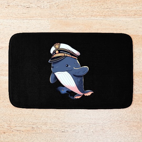 Whale Sailor Cap Boat Captain Cap Boating Whale Bath Mats