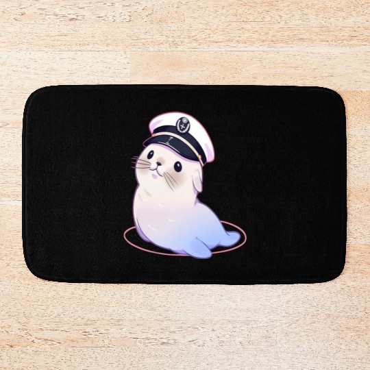 Seal Sailor Cap Boat Captain Cap Boating Seal Bath Mats