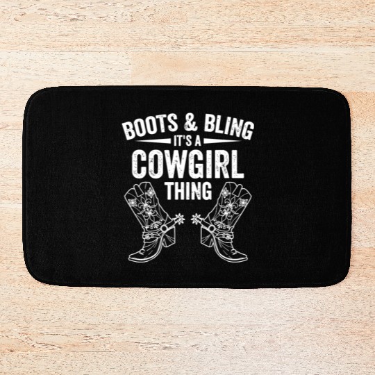 Funny Cowgirl Boots Bling Women Giftamerican pharo Bath Mats