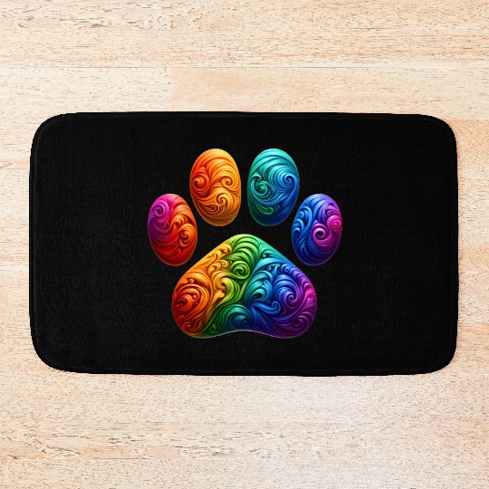 Colorful Paw Prints Edition Bath Mats