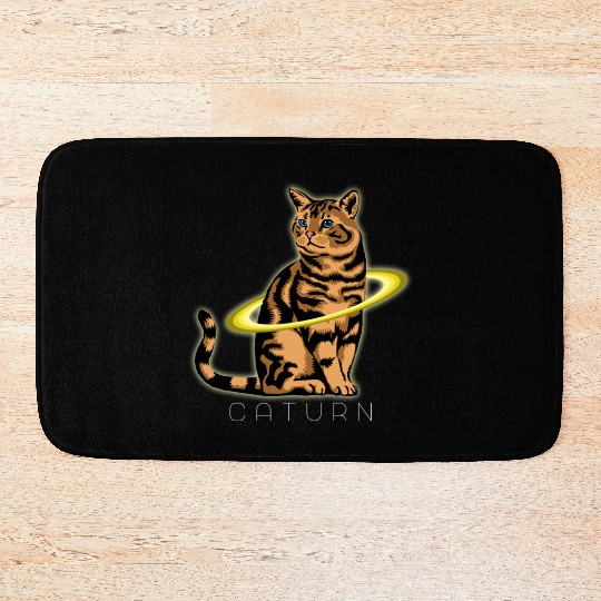 CAT LOVER CATURN SATURN FUNNY Bath Mats