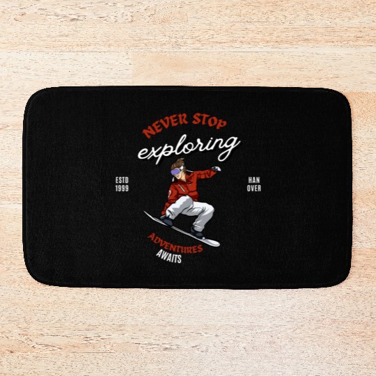 "Winter Wonderland Thrills: Snowboarder's Paradise Bath Mats
