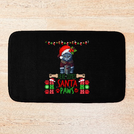 "Santa Paws' Kitty Welcome" Bath Mats