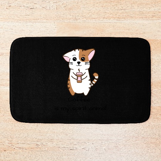 cat coffee Bath Mats