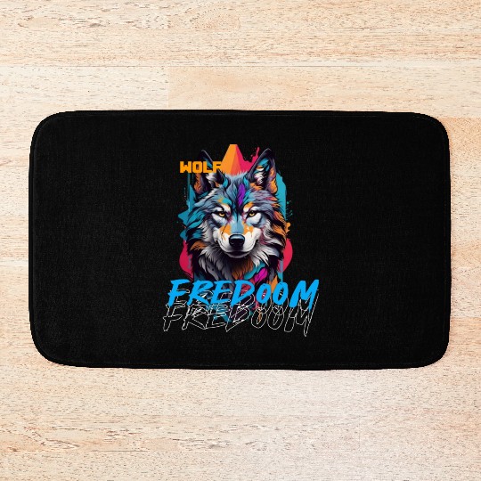 Incredible wolf face street Bath Mats