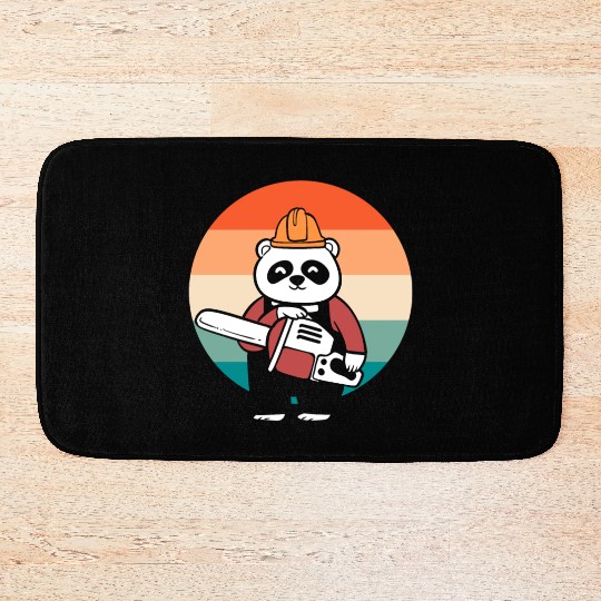 Panda Chainsaw Tree Worker Bath Mats