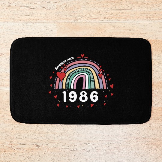 Cute Rainbow Awesome 1986 - 37th Birthday w/ Bath Mats